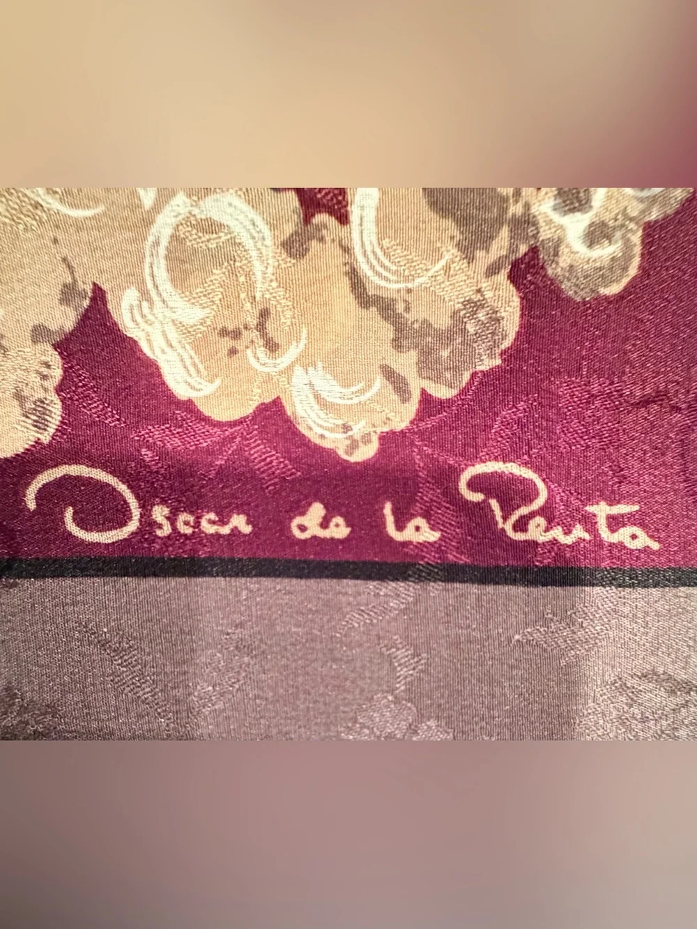 VINTAGE: Oscar de la Renta | ladies floral print square silk scarf